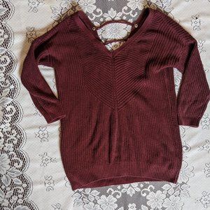 Dynamite Maroon 3/4 Length Sweater w/ Back Detail